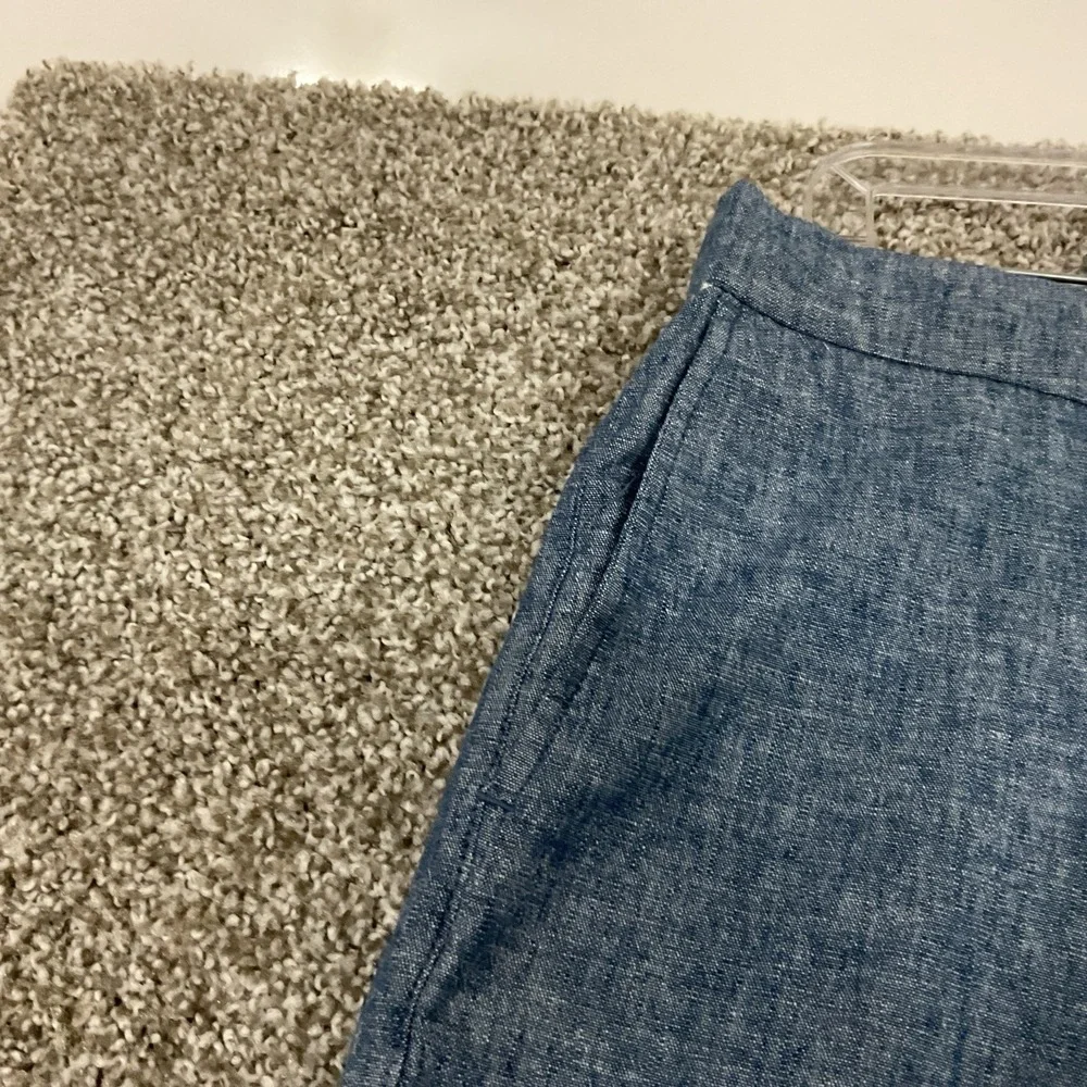 Old Navy Straight Linen Blend Pants Blue Preppy Beach Loose Fit Sz M